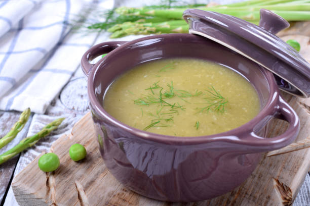 istock Vegetable pureed soup with asparagus and green peas 1266461414