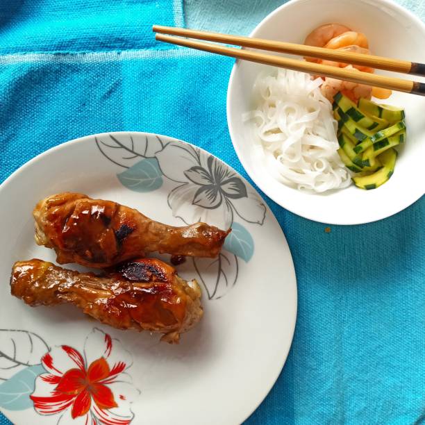 istock Teriyaki chicken and japanese salad 1266462129