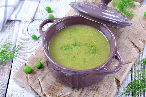 istock Vegetable pureed soup with asparagus and green peas 1266463516