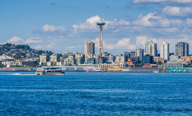 istock Boat And City Skyline 1266465922