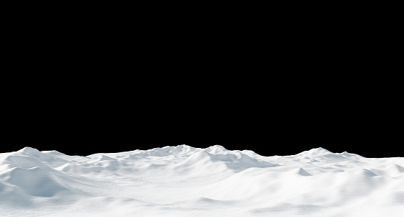 Snowdrift isolated on black background 3D render