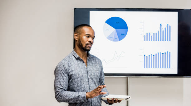 istock Businessman giving presentation with colleagues 1266475756