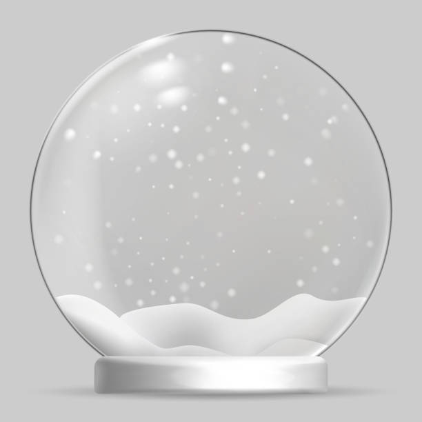 świąteczna kula śnieżna na przezroczystym tle. ilustracja wektorowa. - snow globe dome glass transparent stock illustrations