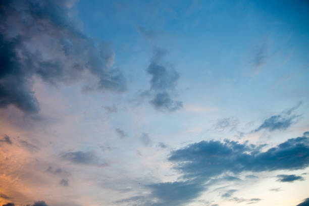 istock Beautiful textured sky with clouds at sunset 1266487244