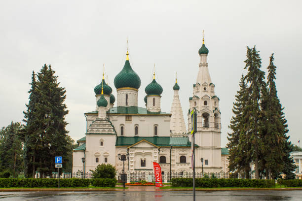Church of Elijah the Prophet close - up on a cloudy summer day in Yaroslavl Russia