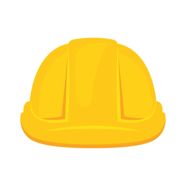 ilustraciones, imágenes clip art, dibujos animados e iconos de stock de casco de construcción amarillo aislado icono. ilustración vectorial - hard hat