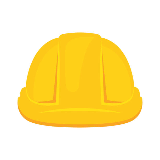 ilustrações, clipart, desenhos animados e ícones de ícone isolado do capacete de construção amarelo. ilustração vetorial - hardhat helmet hat construction