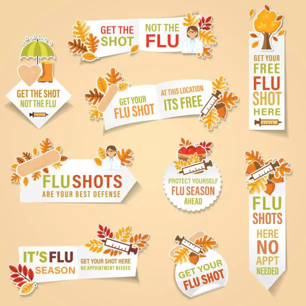 Vector illustration of Cold And Flu Season Banners Stickers