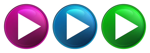 ilustrações, clipart, desenhos animados e ícones de reproduzir ícone de design de vidro redondo design de imagem ilustração - dvd player computer icon symbol icon set