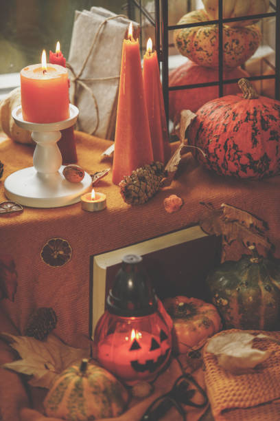 istock Above angle view of various Halloween ornaments 1266509636