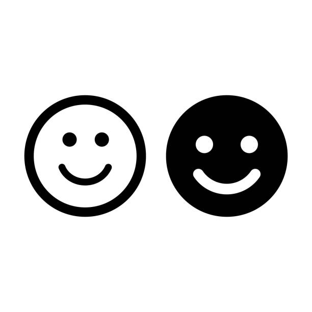 Smiling Emoticon Face Icon Symbol Vector Smiling Emoticon Face Icon Symbol Vector happy stock illustrations