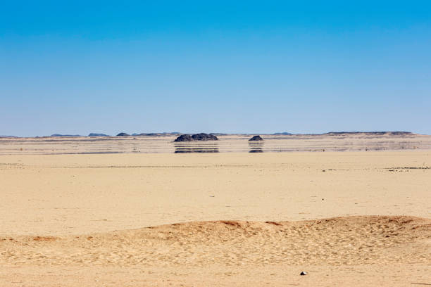 Sahara Desert Mirage A mirage in the Sahara Desert while traveling by car to Abu Simbel heat haze stock pictures, royalty-free photos & images