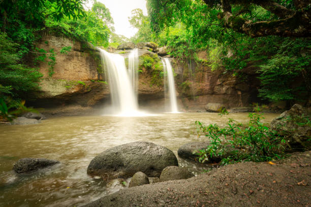 istock A terrific waterfall in hidden jungle. 1266514282