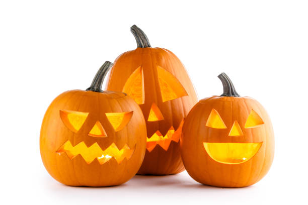 istock Halloween Pumpkins on white 1266515112
