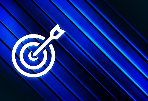 Target arrow icon isolated on artistic line abstract blue background illustration