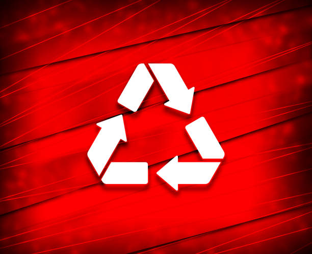 istock Recycle symbol icon shiny line red background illustration 1266518701