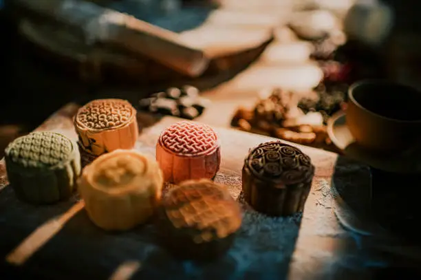 chinese traditional mid-autumn snow skin mooncake