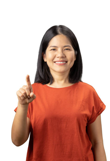 istock Asian woman finger point 1266523174