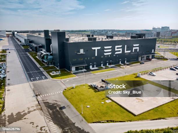 Tesla Gigafactory 3 Shanghai Stock Photo - Download Image Now - Tesla Motors, Factory, Car
