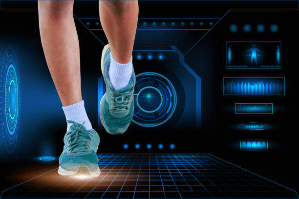 durchführung sexercise test mit on technology futuristic hi tech ai - gehen sportdisziplin stock-fotos und bilder