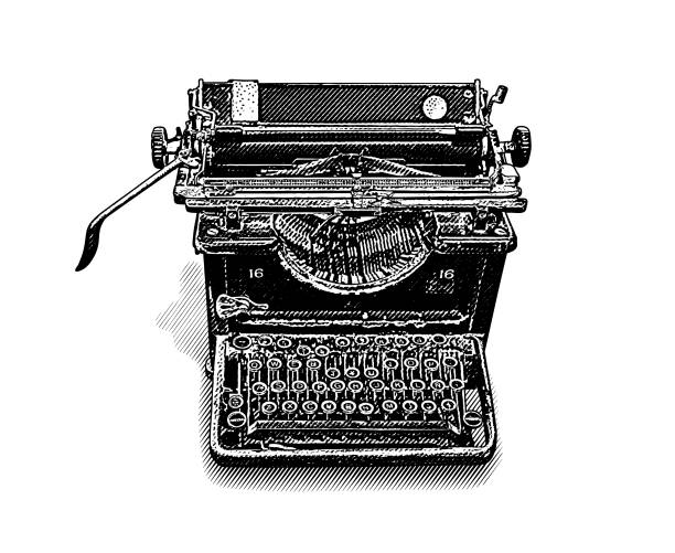 앤티크 타자기 - typewriter keyboard typewriter retro revival old fashioned stock illustrations