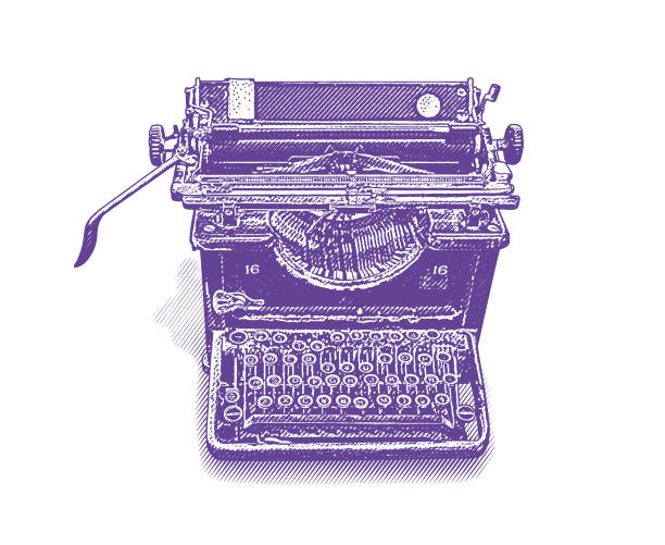 ilustrações, clipart, desenhos animados e ícones de máquina de escrever antiga - typewriter keyboard typewriter antique old fashioned