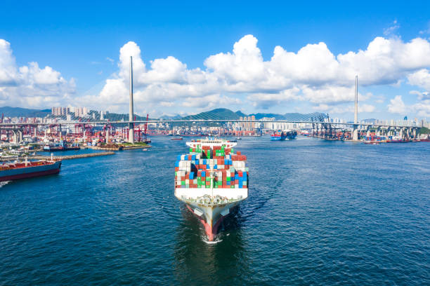 istock Container ship in export and import. International shipping cargo. 1266530209