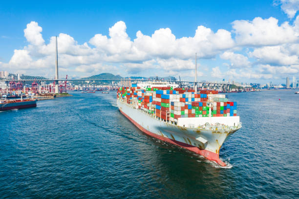istock Container ship in export and import. International shipping cargo. 1266531290