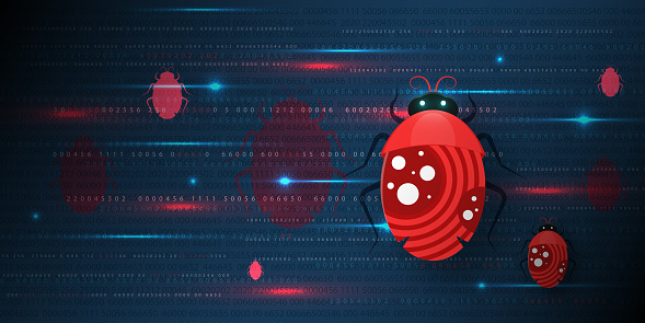 Search Bug In Binary Codes Falling Background Stock Illustration ...