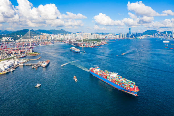 istock Container ship in export and import. International shipping cargo. 1266535475
