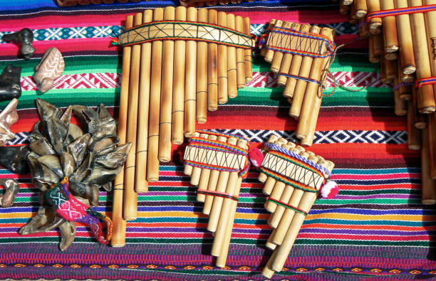 Pan flute souvenir stock photo