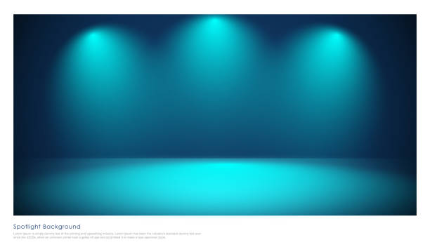 ilustrações de stock, clip art, desenhos animados e ícones de spotlight blue light rays room studio background for use in various applications and design products vector - abstract architecture backdrop backgrounds