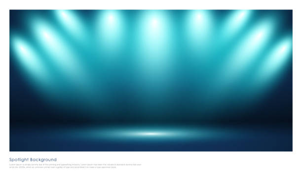 ilustrações de stock, clip art, desenhos animados e ícones de blue stage arena lighting background with spotlight - abstract red blue backgrounds
