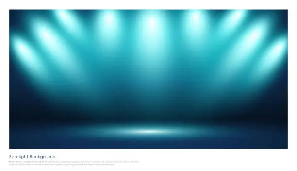 Vector illustration of Blue stage arena lighting background with spotlight