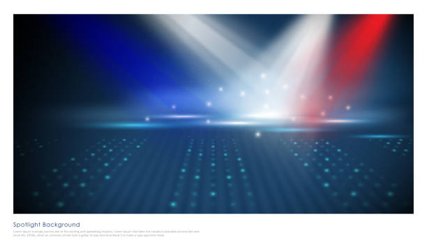 istock Colorful focus spotlights club dance party background 1266542334