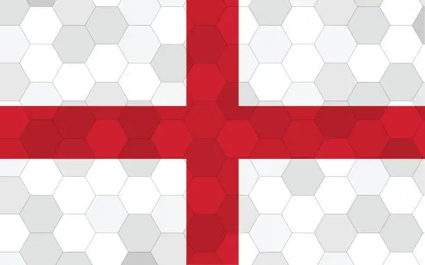 Vector illustration of England flag illustration. Futuristic English flag graphic with abstract hexagon background vector. England national flag symbolizes independence.