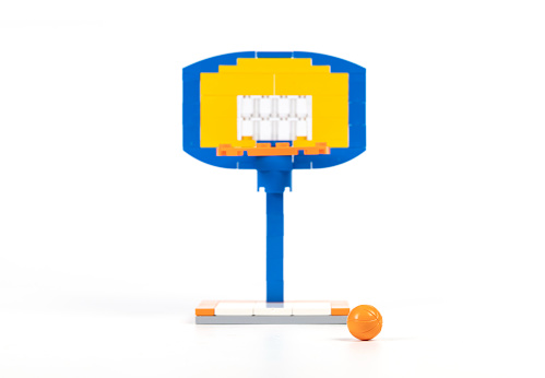 Hoop and basketball on white background