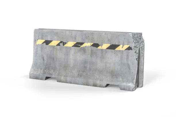 Photo of Damaged concrete barricade