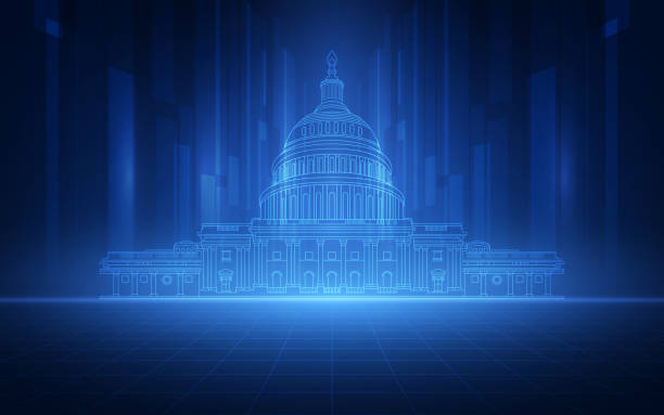 istock Scanning view of the interface structure City Skyscrapers in blue color. 1266552076
