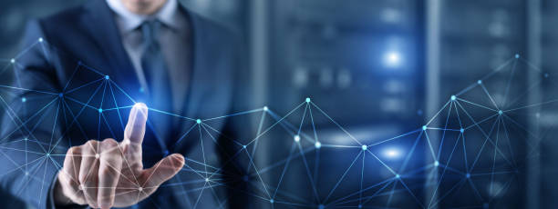 istock Abstract background image of lines and dots on provider center background. 1266552726