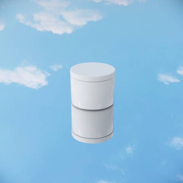 istock Mock up Cosmetic lotion cream put down mirror with sky reflection. 3D illustration Creative Idea 1266554751