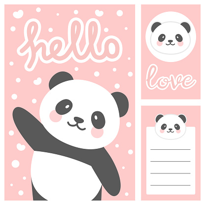 Panda Vector Print Baby Shower Card Stock Illustration - Download Image Now  - Panda - Animal, Backgrounds, Pattern - iStock