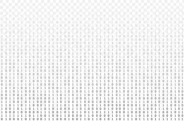 Vector illustration of Vector transparent matrix data background template, black and white, isolated graphic technology background, black digits, minimal design.