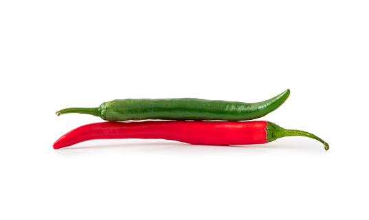 Red and Green chilli pepper isolated.