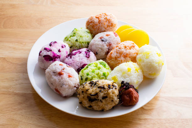 A colorful Japanese rice ball recipe made with various ingredients