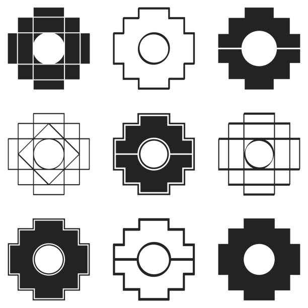 vector icons set with Inca Cross Chakana vector icons set with Inca Cross Chakana for your design inca stock illustrations