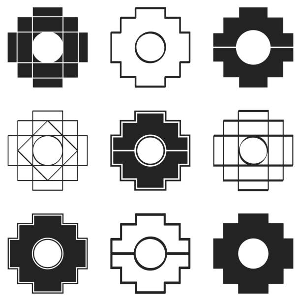 vector icons set with Inca Cross Chakana vector icons set with Inca Cross Chakana for your design peru symbols stock illustrations