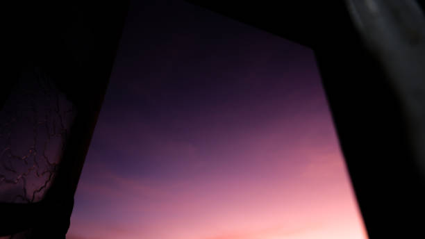 istock Pink purple and orange sky gradient through the window 1266567736