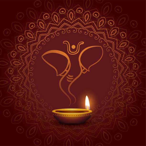 lord ganesha i festiwal diya projekt karty - ganesh stock illustrations