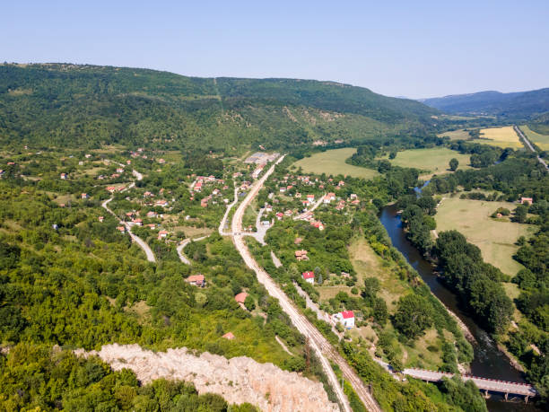 istock Aerial view of Ritlite at Iskar River Gorge, Bulgaria 1266568982